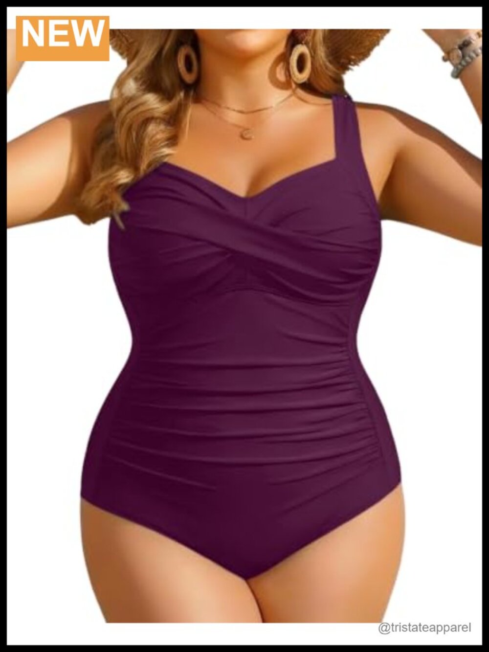 Plus Size One Piece Swimsuit Tummy Control Twist Front Bathing Suit